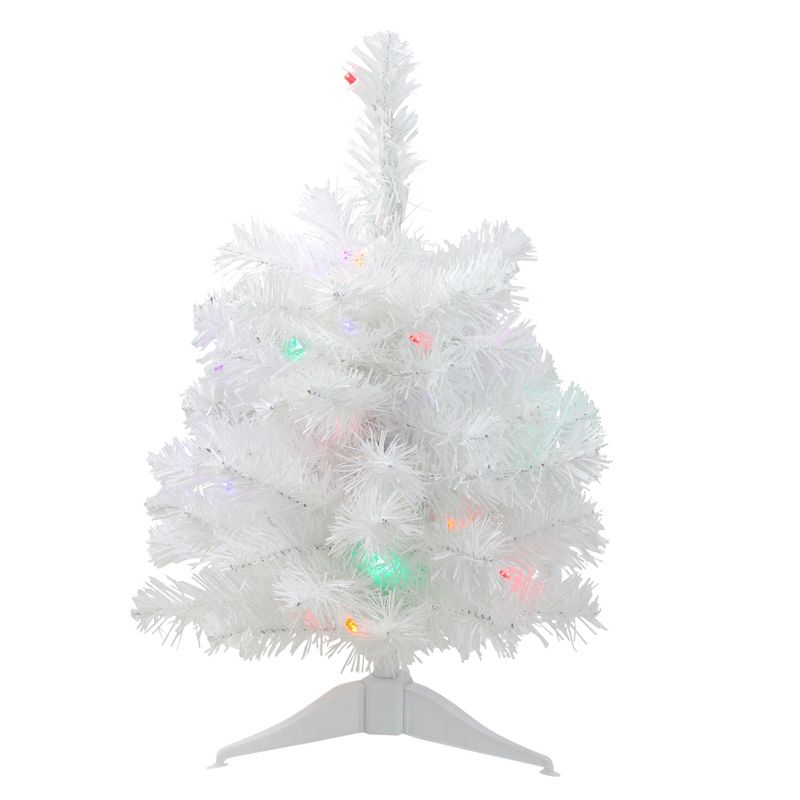 Northlight 1.5 FT Pre-Lit Snow White Artificial Christmas Tree - Multicolor Lights, 1 of 5