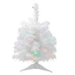 Northlight 18" Pre-Lit Snow White Artificial Christmas Tree - Multicolor Lights