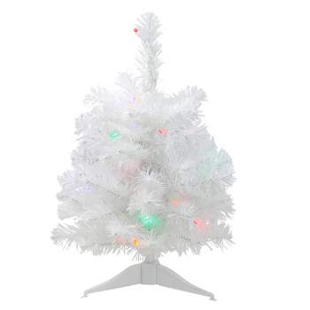 Northlight 1.5 FT Pre-Lit Snow White Artificial Christmas Tree - Multicolor Lights