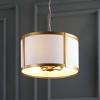 JONATHAN Y 17" Metal Thatcher Pendant Ceiling Light (Includes Energy Efficient Light Bulb) Gold: UL Listed, Adjustable Height, Linen Shade - 2 of 4