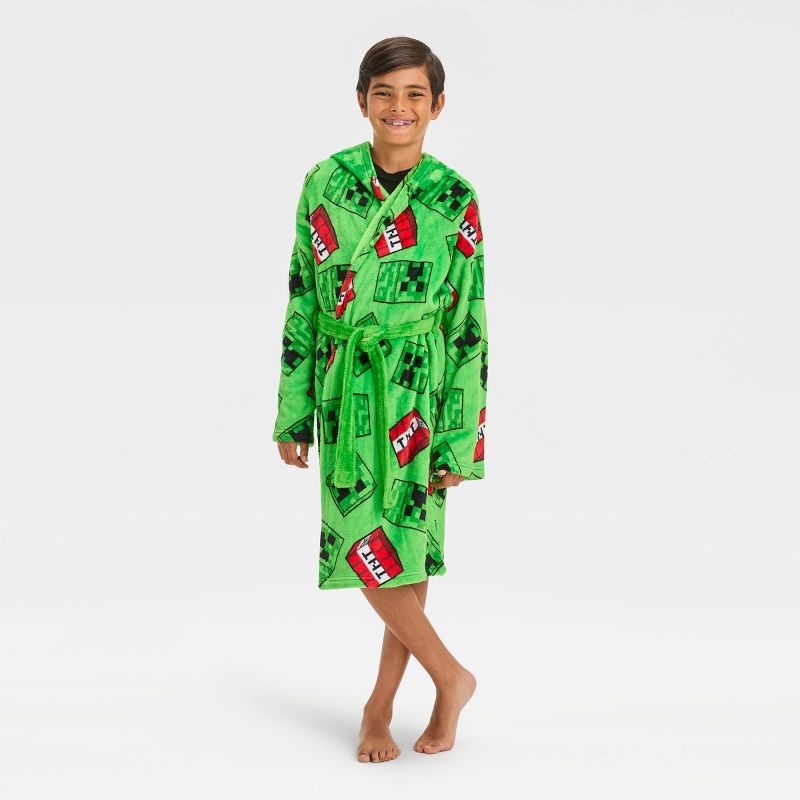Boys' Minecraft Hooded Robe - Green, 1 of 4
