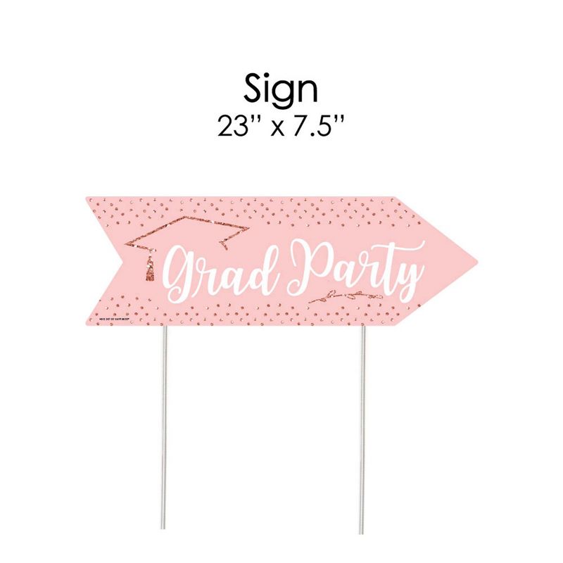 Big Dot of Happiness Rose Gold Grad - Arrow Graduation Party Direction Signs - Double Sided Outdoor Yard Signs - Set of 6, 5 of 7