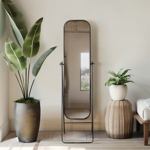Modern Full Length Mirror - Metal, Glass, Wood, Iron Frame for Bedroom, Living Room, or Home Office Decor - 70" Black - 1 of 4