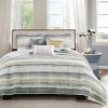 Gulches Series Yellow Modern Coastal Watercolor Stripe Full Queen 6 Piece Printed Quilt Set with Throw Pillows Blanket - 3 of 4