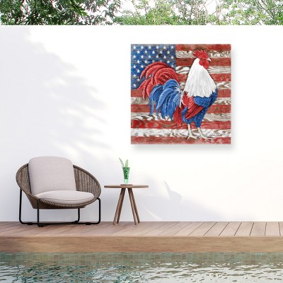 Trademark Fine Art - "American Rooster B" Outdoor Canvas