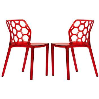 LeisureMod Dynamic Modern Plastic Dining Chair Set of 2