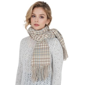 Anna-Kaci Women's Houndstooth Plaid Winter Scarf Soft Fringe Oversized Wrap Shawls - 1 of 4