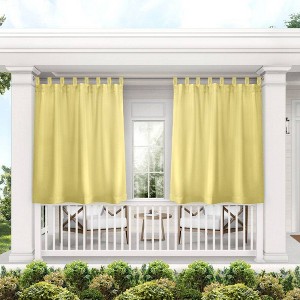 Set of 2 Indoor/Outdoor Solid Cabana Tab Top Window Curtain Panel - Exclusive Home - 1 of 4