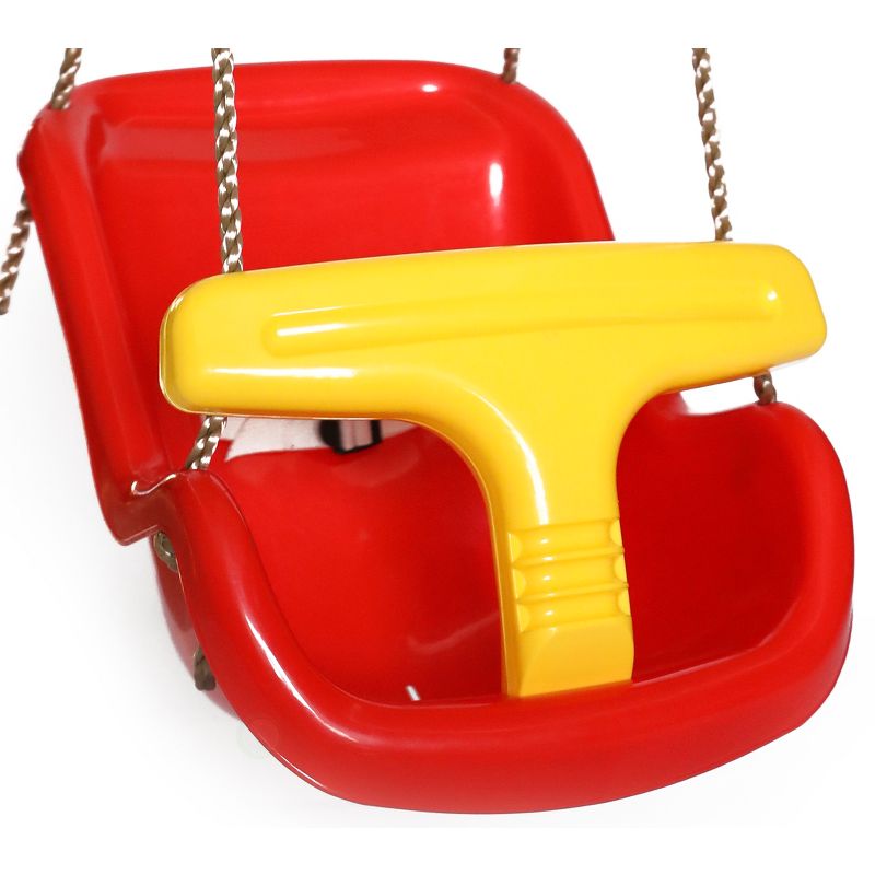 PLAYBERG Red Plastic Baby and Toddler Swing Seat with Hanging Ropes, 4 of 8