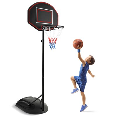 Safstar 5.5-7.5FT Adjustable Portable Basketball Goal System w/Shatterproof Backboard