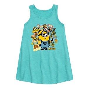 Girls' - Despicable Me Minions - Minion & Banana Stickers Graphic Sleeveless Aline Dress - 1 of 3