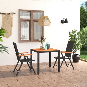 vidaXL 3 Piece Patio Dining Set Black and Brown - 1 of 4
