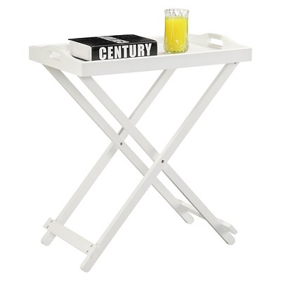 White MDF Folding Tray Table with Criss Cross Base