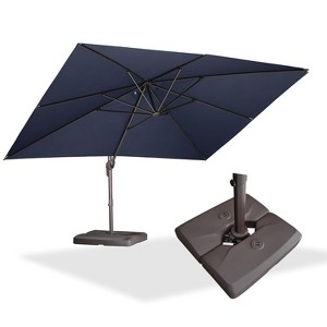 PURPLE LEA Cantilever Patio Umbrella with Base Included Square Umbrella with 360° Rotation and Aluminum Offset Hanging Outdoor Umbrella - 1 of 4