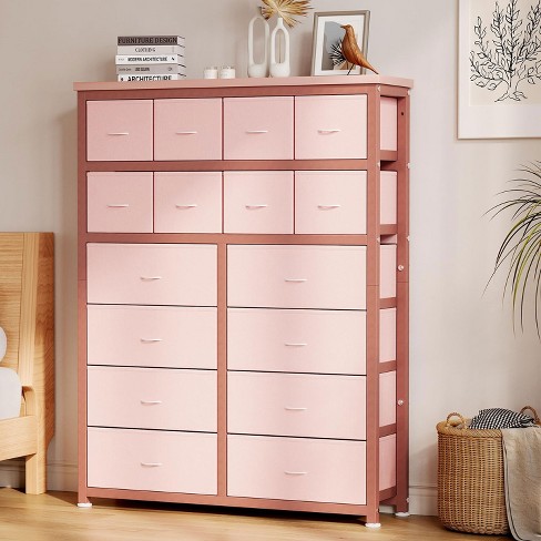 Whizmax Tall Dresser For Bedroom Dressers Chests Of Drawers With 16 Drawers Large Fabric Dresser For Storage And Organization Pink Target