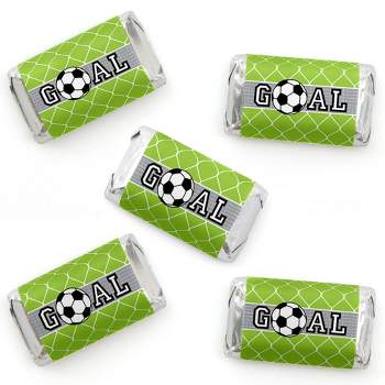 Big Dot of Happiness Goaaal - Soccer - Mini Candy Bar Wrapper Stickers - Baby Shower or Birthday Party Small Favors - 40 Count