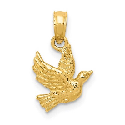 Black Bow Jewelry 14k Yellow Gold Petite Flying Dove Pendant