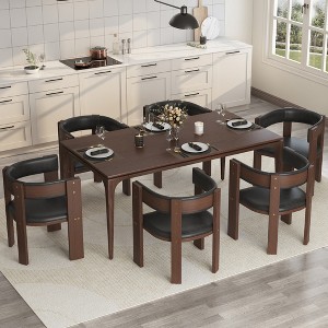 Upholstered Dining Chairs, Modern Fabric Dining Room Kitchen Side Chair with Padded Seat and Wood Legs - 1 of 4