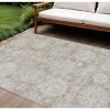 Beige Tan And Gray Floral Washable Indoor Outdoor Area Rug - 2 of 4