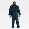 Men's Plaid Flannel Long Sleeve Shirt and Pants Holiday Matching Family Pajama Set - Wondershop™ Navy Blue - 2 of 4