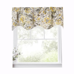 Ellis Curtain Regency Scallop Shaped 3" Rod Pocket Valances for Windows 50" x 15" Grey - 1 of 4