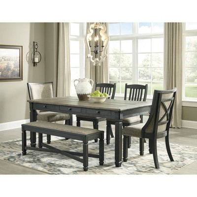 Tyler Creek 50" Black Textured Upholstered Dining Bench