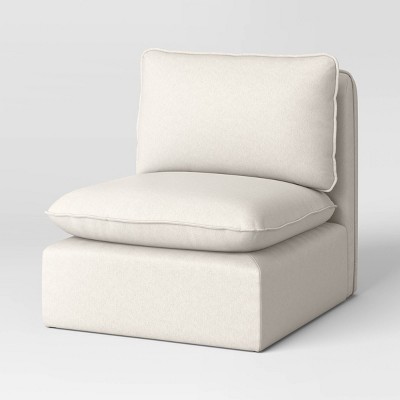 Haven French Seam Modular Sofa Chair Cream Canvas - Threshold™: Armless, Plywood Frame, Spot Clean