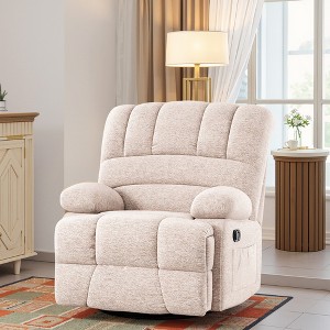 MAYEERTY Beige Oversized Swivel Rocker Recliner Chair For Adults Living Room - 1 of 4
