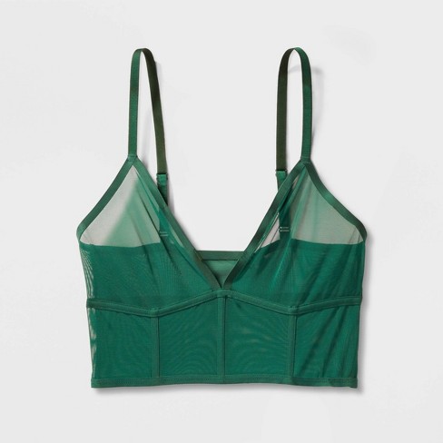 Women's Mesh Longline Bralette - Auden™ Dark Green XS