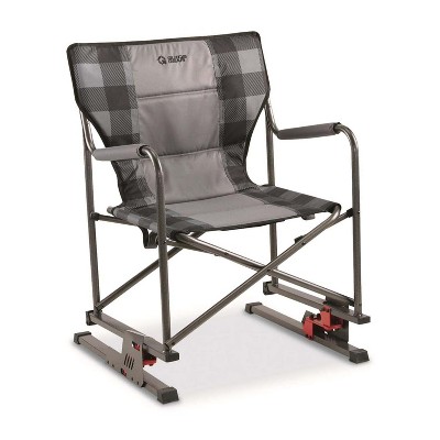 Guide Gear Oversized Collapsible Directors Camping Chair with Foldable Steel Frame and Bouncing Springs, Supports Up to 300 Pounds, Gray/Black Plaid