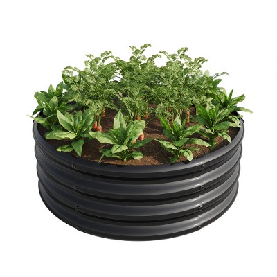 Dolonm Raised Garden Bed Outdoor, Oval Large Metal Raised Planter Bed for for Plants, Vegetables, and Flowers - Silver