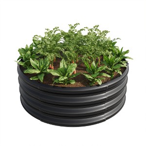 Dolonm Raised Garden Bed Outdoor, Oval Large Metal Raised Planter Bed for for Plants, Vegetables, and Flowers - Silver - 1 of 4