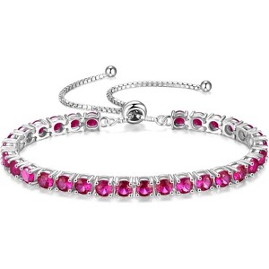 Sterling Silver Tennis Bracelet with Birthstone, Adjustable Bolo Chain Fine Jewelry, Anniversary Birthday Gift for Women - 1 of 4