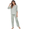 cheibear Womens Satin Sleepwear Lounge with Pants Nightwear 3/4 Sleeves Pajama Set - 3 of 4