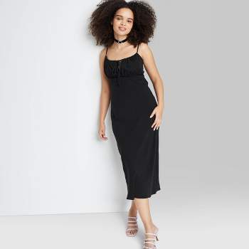 Women's Satin Ruched Mini Slip Dress - Cupshe-XL-Black