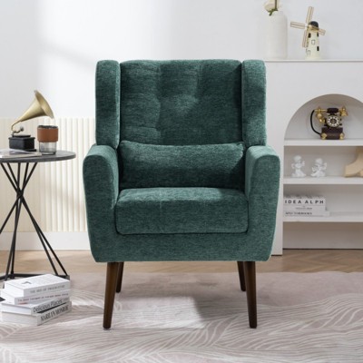 Grungis Accent Chair with Pillow and Wood Legs,Modern Arm Chair,Padded Lounge Chair for Living Room,Bedroom,Office