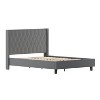 Emma and Oliver Extended Side Accent Nail Trimmed Upholstered Platform Bed - 2 of 4