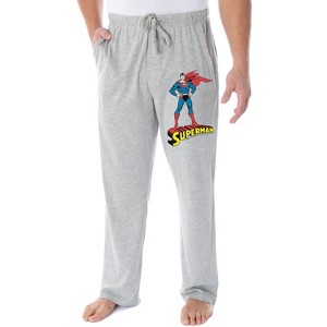 DC Comics Men's Vintage Superman Character And Logo Loungewear Pajama Pants Heather Grey - 1 of 3