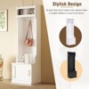 Minimalist Slim Hall Tree Cabinet Storage Bench Six Hooks Coat Rack Narrow Foyer Hallway Living Room Entry Organizer - 3 of 4