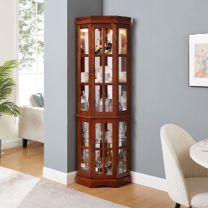 Okak Corner Curio Cabinet, Corner Cabinet, Display Cabinet with 2 Doors, 5 Shelves, Storage Cabinet for Living Room, Kitchen - 1 of 4