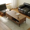 Tree city- 47" Wide Modern Golden Sandalwood Coffee Table with Slatted Door & Open Shelf Storage - 2 of 4