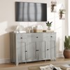 55" Sideboard Buffet Cabinet, Wood Coffee Bar Cabinet with 3 Drawers & Adjustable Shelves, Entryway Console Table, Floor Cupboard Cabinet - 2 of 4