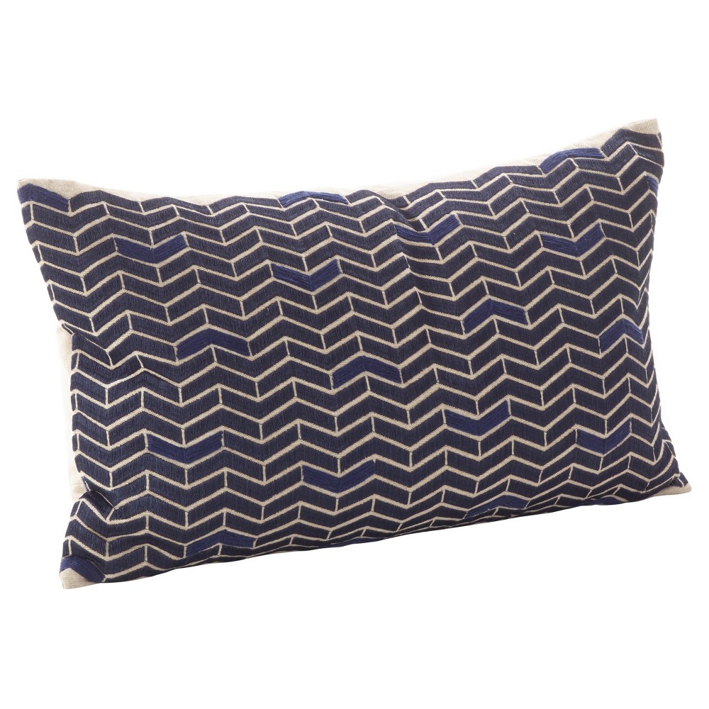 Photos - Pillow 14"x22" Oversize Marcella Chevron Design Lumbar Throw  Navy - Saro L