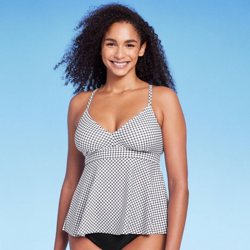 Women's Plunge Criss Cross Peplum Tankini Top - Kona Sol™ Black Xl : Target