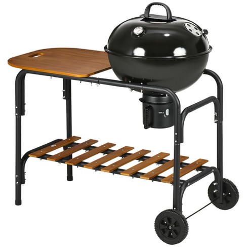 Outsunny Charcoal Grill, 21-inch Rolling Backyard Barbecue With Chopping  Block Table, A Cutting Board, Shelf, Wheels, Vents & Thermometer, Black :  Target