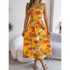 Women's Floral Maxi Dress Boho Ruffle Square Neck Sleeveless Vacation Flowy Dresses - 2 of 4