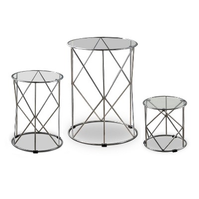 3pc Canford Glass Top Nesting Table Chrome - HOMES: Inside + Out
