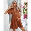 Clearlove Summer Dress Casual Lantern Sleeve V Neck Button Dress Swing Flowy Maternity Dresses - 3 of 4