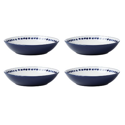 Navy and White Porcelain 12-Piece Geometric Dinnerware Set