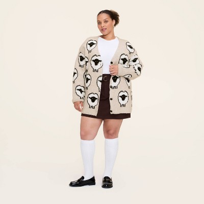 Women's Sheep Print Relaxed Cardigan - Woolrich x Target Taupe